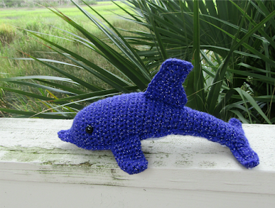 Crochet Plush Dolphin in Sparkly Metallic Yarn