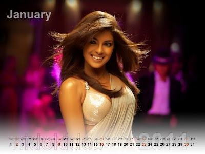 Priyanka Chopra Desktop Calendar 2011