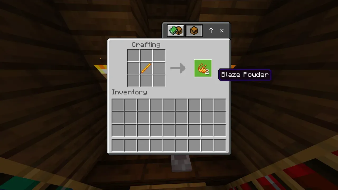 Crafting Blaze Powder.