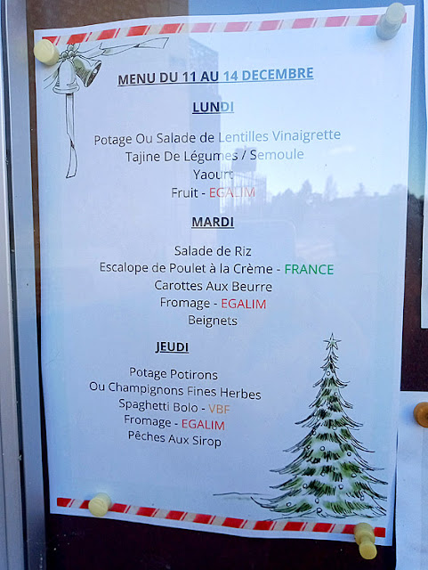 School menu, Indre et Loire, France. Photo by Loire Valley Time Travel.