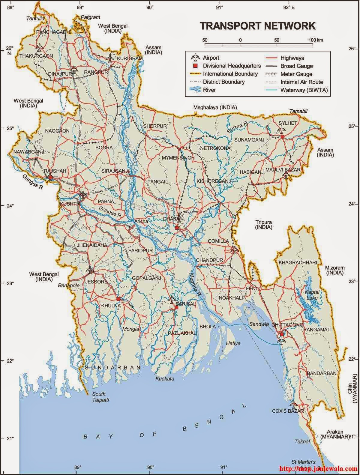 rhd transportation network map of bangladesh