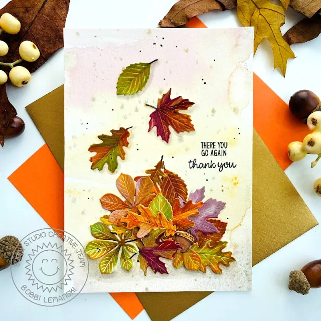 Sunny Studio Stamps: Autumn Greenery Card by Bobbi Lemanski (featuring Words of Gratitude)