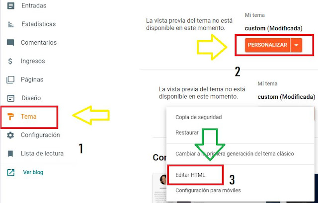 ingresar plantilla blogger jquery