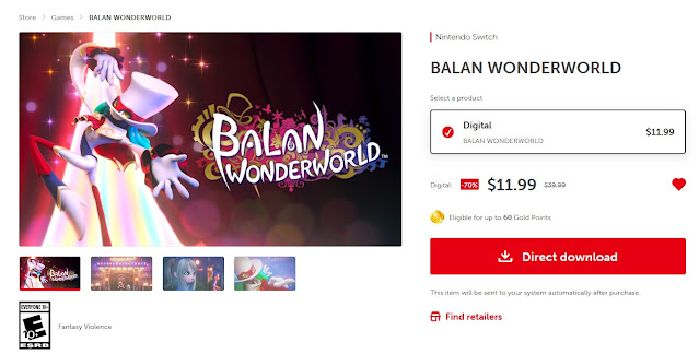 BALAN WONDERWORLD Nintendo eShop SQUARE ENIX sale discount 70% off