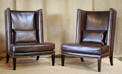 Site Blogspot  Leather Furniture on Crocodile Leather High Back Lounge Chairs By Oly Design Studio