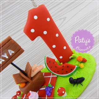 Topinho com vela Picnic - Topo de bolo para festa infantil - Paty's Biscuit