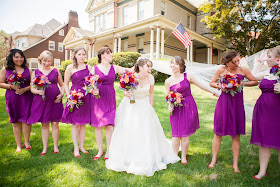 bride and bridesmaids wine j crew dresses