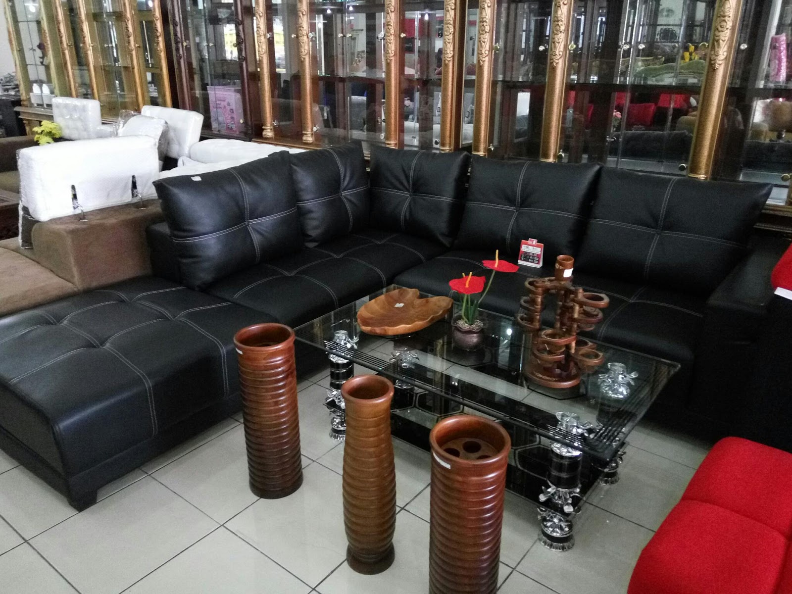 KREDIT FURNITURE DAN MEBEL Sofa L Mewah Bahan Kalep