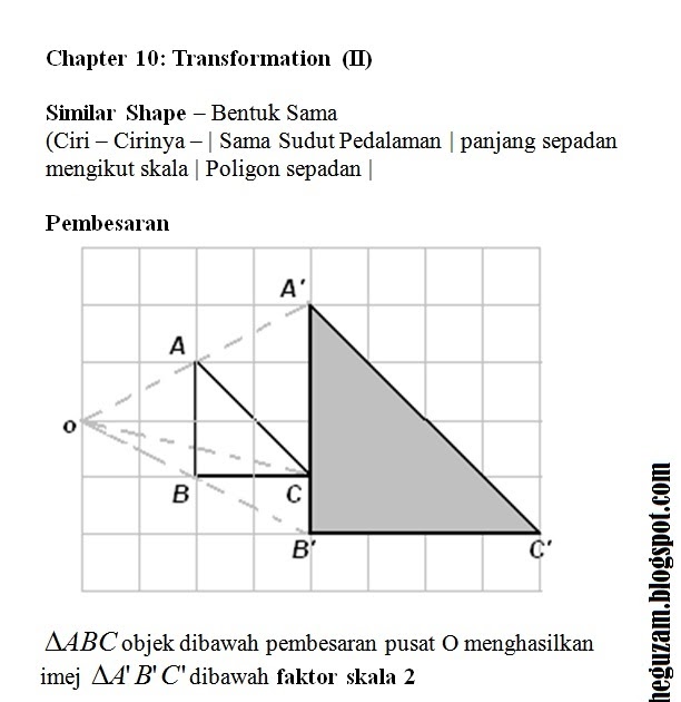 Nota Matematik Tingkatan 3  Bab 10 : Transformasi 
