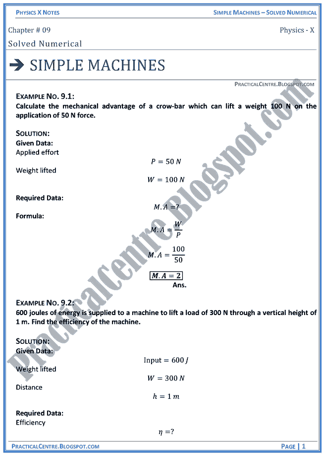 simple-machines-solved-numericals-example-and-problem-physics-x