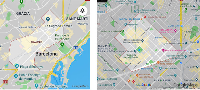 Mapa do Eixample e do Bairro da Sagrada Família, Barcelona