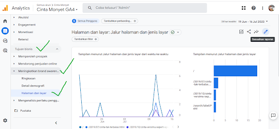 Setting untuk melihat page view