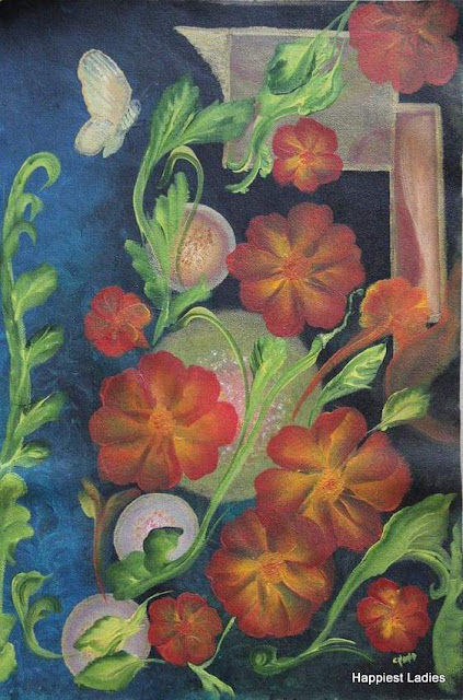 flower canvas painting handmade