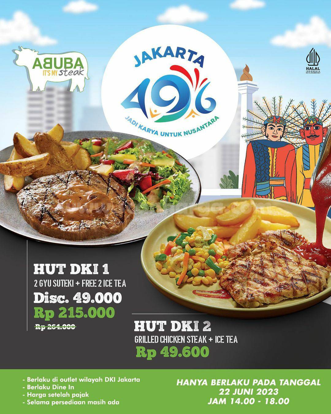 Promo ABUBA STEAK HUT JAKARTA 496 - Paket HUT DKI Mulai 49.6RB