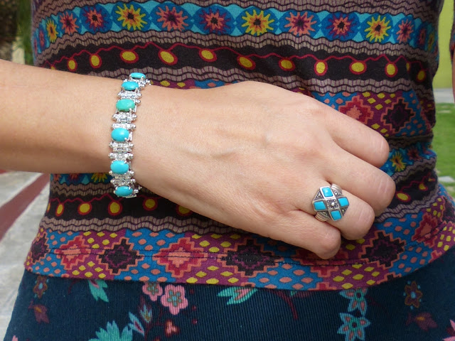 Turquoise silver bracelet and ring