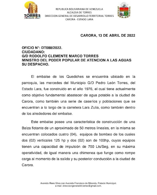 ALCALDE DE TORRES PRESENTÓ PROYECTO PARA SUSTITUCIÓN DE TUBERÍA AL MINISTRO DE AGUAS