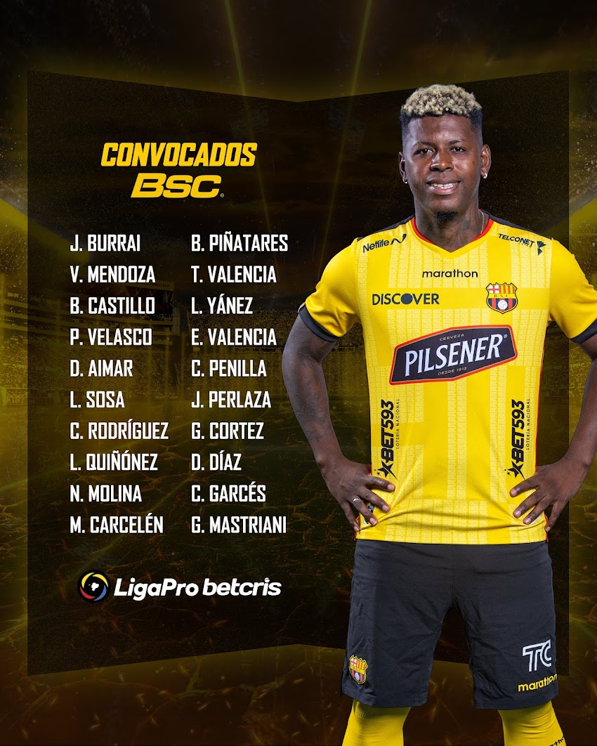 Convocados de BSC para su cotejo con U.Católica en Quito