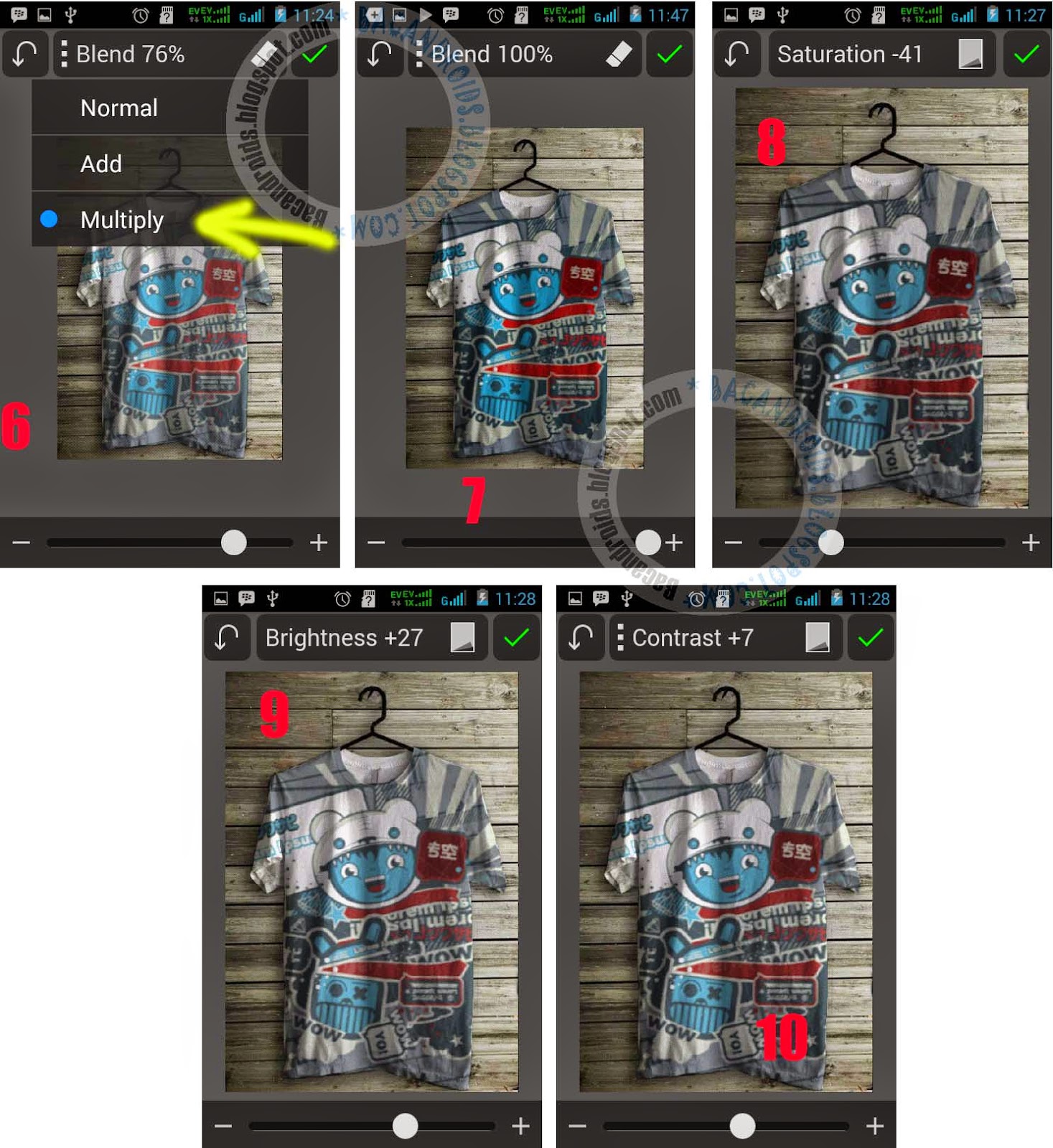 tutorial Foto membuat Desain Baju dengan PicSay Pro Android