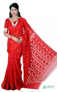 Biyer Jamdani Saree - Wedding Saree Designs - Wedding Saree Wearing Designs - Banarsi, Jamdani, Katan, Georgette Saree - biyer saree collection - NeotericIT.com