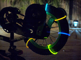 Place glow sticks around bike wheels and see what happens!