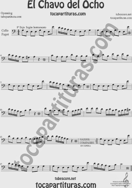 El Chavo del Ocho  Partitura de Violonchelo y Fagot Sheet Music for Cello and Bassoon Music Scores