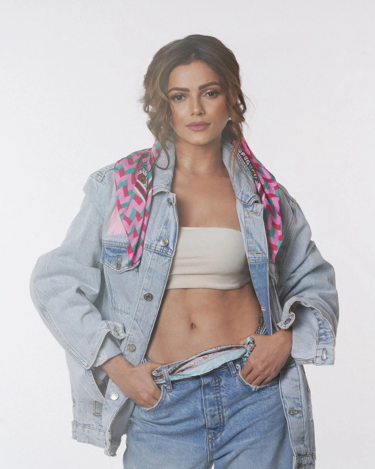 rubina dilaik navel denim stylish look