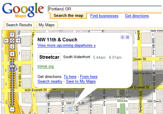 Google Maps Pics. Transit Data in Google Maps