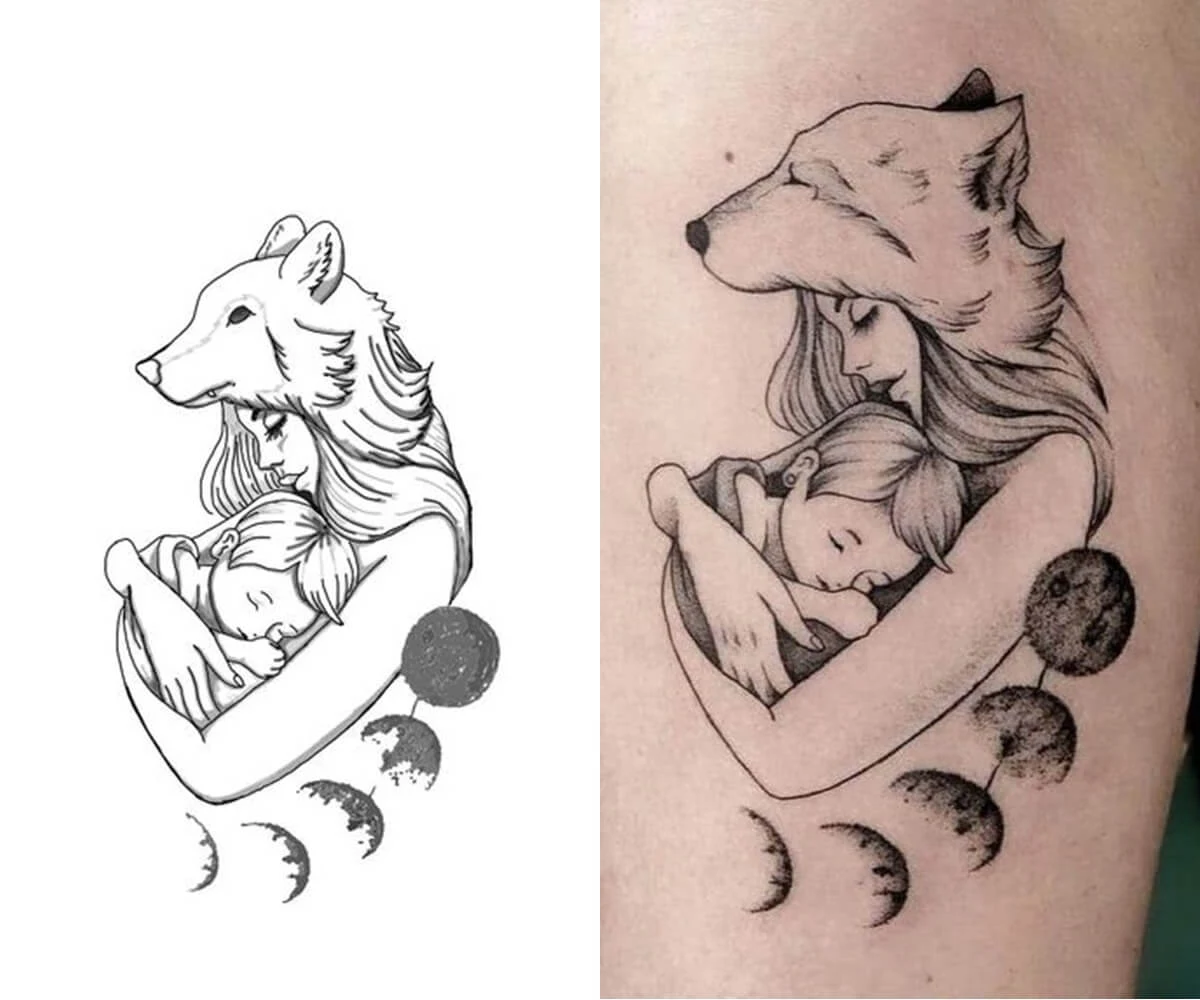 Ideias Criativas de Tatuagem Mãe e Filho Delicada