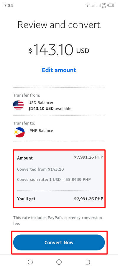 confirm currency conversion