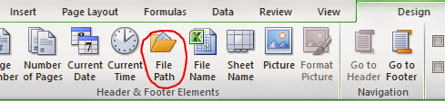 Insert File Path in Excel 2010