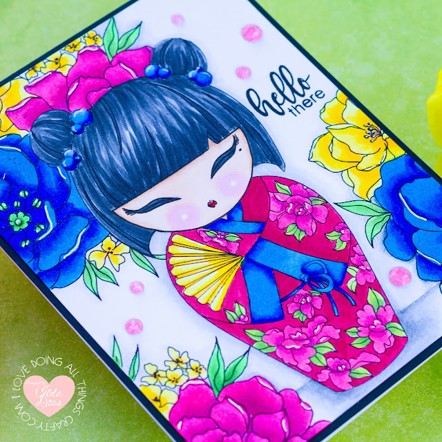 AlexSyberiaDesign May Digi Stamp Release Blog Hop + Giveaway | Kokeshi Doll Friendship Cards