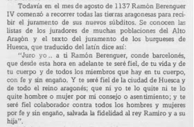 Juramento de la burguesía oscense al regente Ramón Berenguer IV