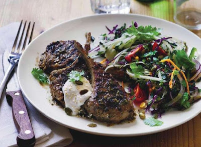 Barbecued lamb cutlets with Mexican slaw