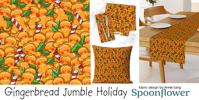 Annie Lang's Gingerbread Jumble Holiday designer fabric from Spoonflower makes the season so sweet because Annie Things Possible when you DIY