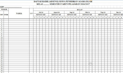 Download Absensi Siswa Untuk Guru Mapel Format Word