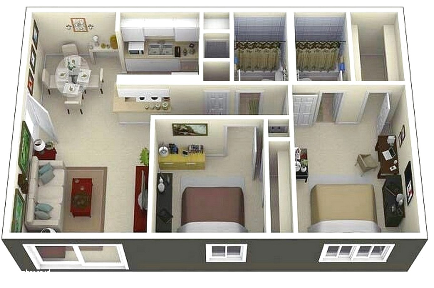 Denah Rumah Sederhana 3 Kamar Tidur 2018 Desain Gambar Rumah Minimalis