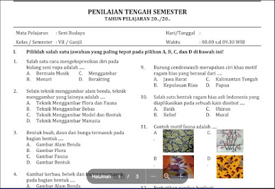 Contoh [Lengkap] Soal PTS Seni Budaya (SBK) Kelas 7 Semester 1 2023