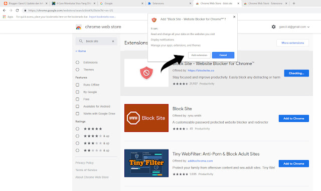 blokir website dari google chrome