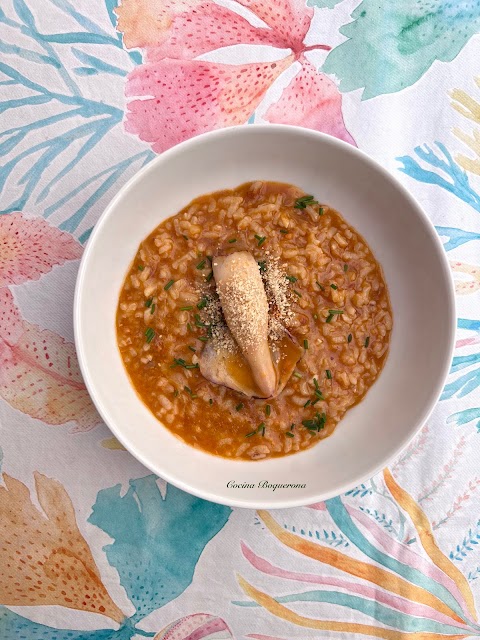 Risotto de sobrasada y calamar