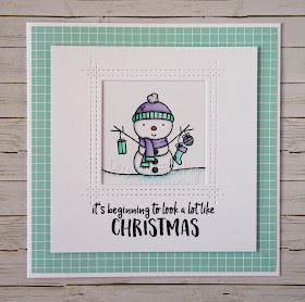 Cute snowman Christmas card using Santa's Wonderland by Neat and Tangled