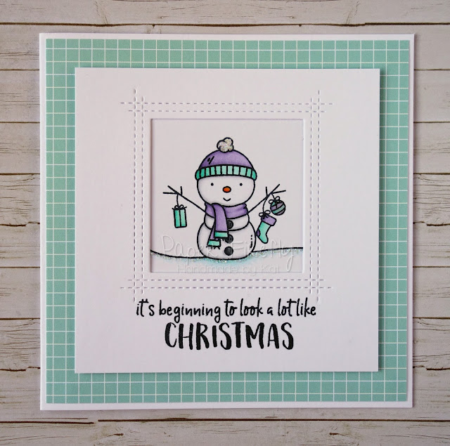 Cute snowman Christmas card using Santa's Wonderland by Neat and Tangled