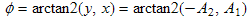 phase angle formula with arctan2