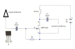 circuit diagram of 1000MHz signal booster device