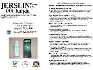 Keajaiban ubat herba: JERSLIN POWER OIL