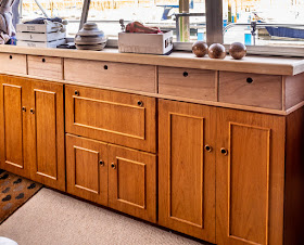 Photo of the new drawers in Ravensdale's saloon awaiting varnish