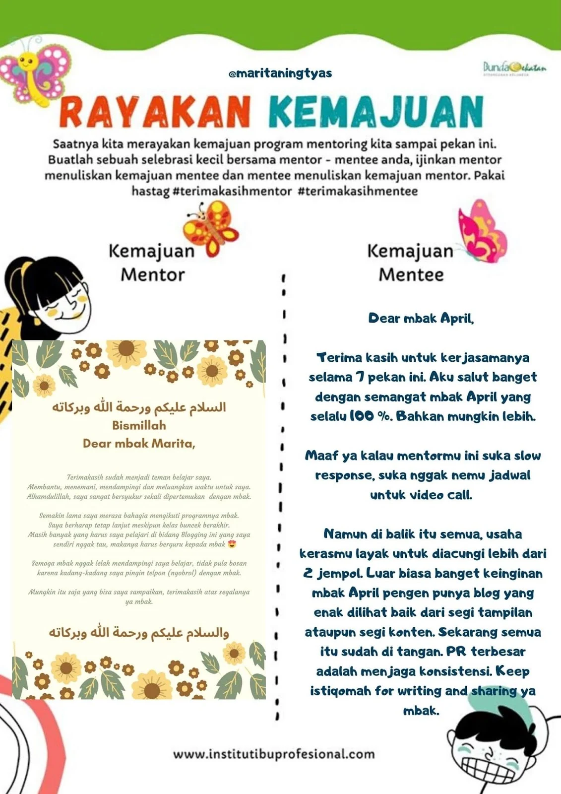 merayakan kemajuan dan surat cinta mbak April