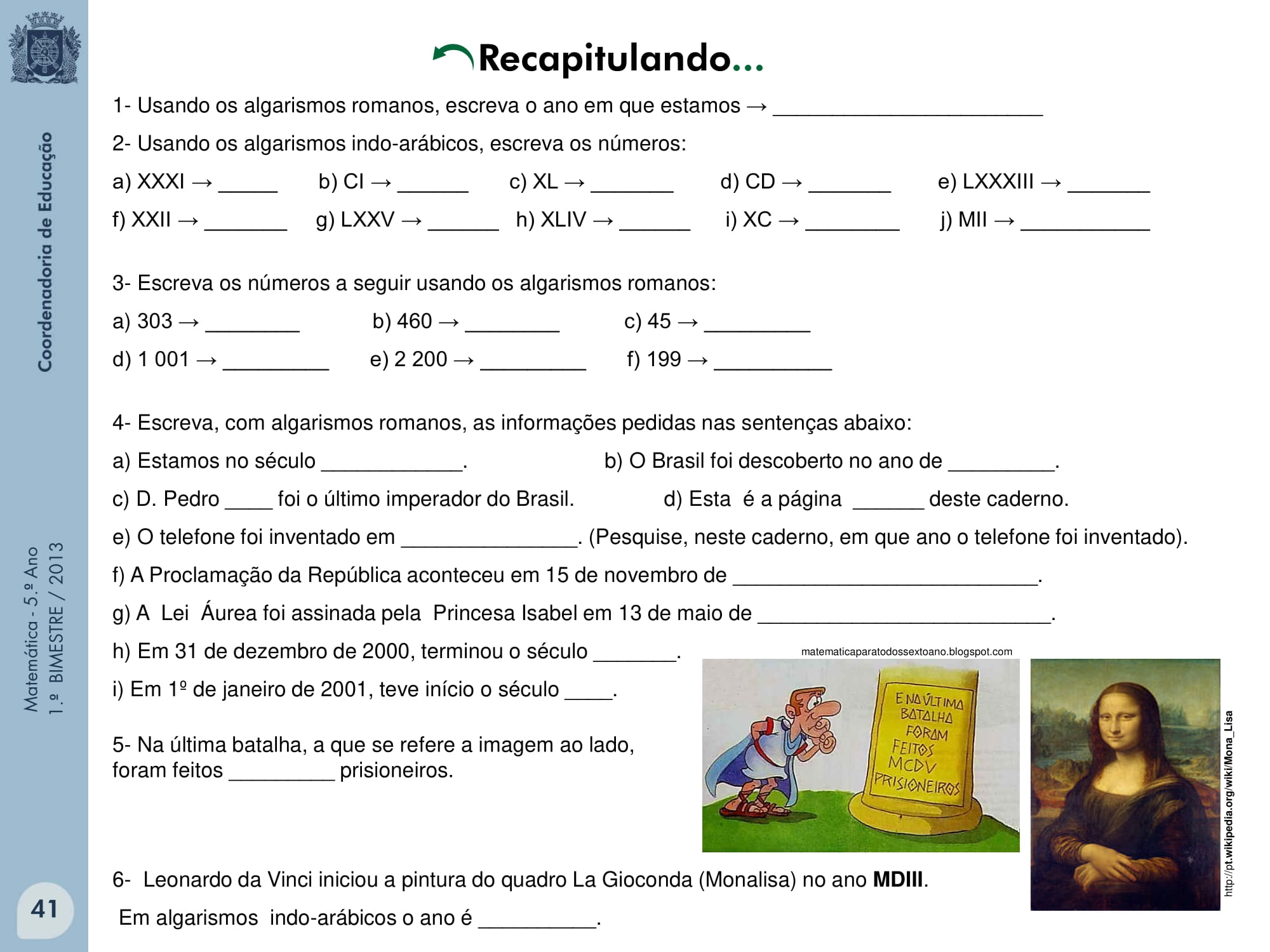 Apostila matemática 5 ano para imprimir