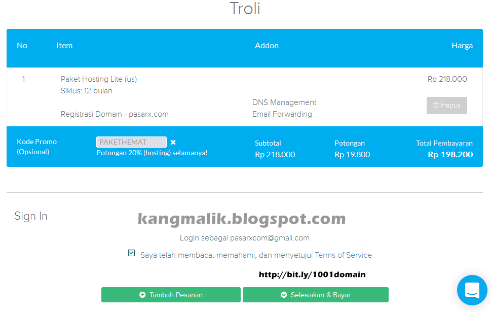 CARA MEMESAN/ BERLANGGANAN HOSTING DOMAIN di DOMAINESIA 