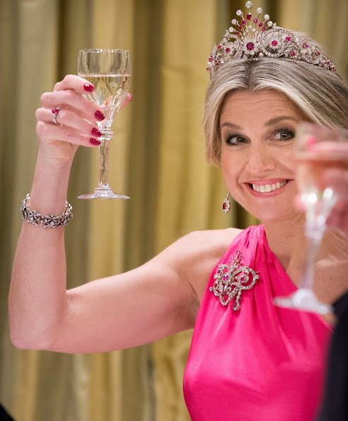 King Willem-Alexander and Queen Maxima of The Netherlands attend an state banquet offered by governor general Johnston at Rideau Hall in Ottawa, Canada