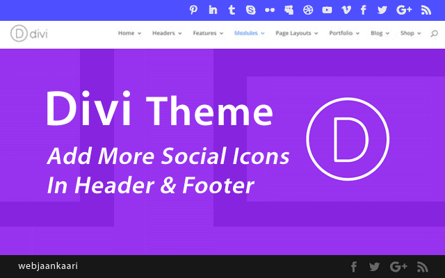 add more social links in divi, add more social icons divi, add extra social links in divi,social icons in divi header footer,free add more social links divi theme